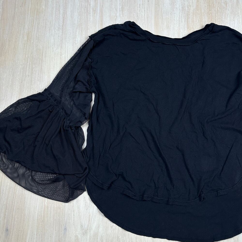 Free People Black Still Got It Boho Mesh Bell Sleeve Gothic Top Blouse Medium - Picture 3 of 13